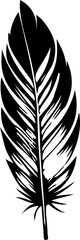 Obraz premium Black feather icon with an irregular form and distinct segments rendered as a clean monochrome vector shape. 