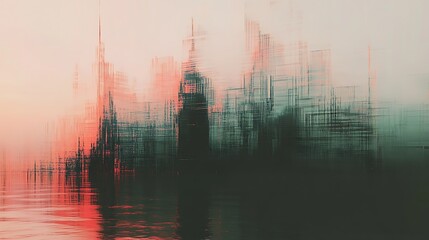 Abstract urban skyline reflections