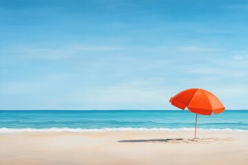 Orange umbrella on a summer beach background