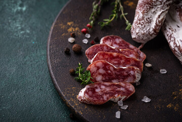 Salami sausage fuet with spice
