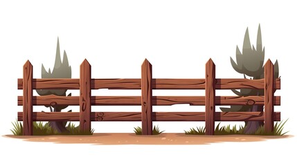 Obraz premium Detailed flat vector illustration of rustic wooden fences on white background for design inspiration and creativity