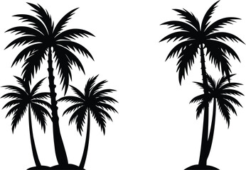 Fototapeta premium Palm tree silhouette vector set bundle isolated on white background
