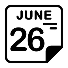 26 June Calendar Icon