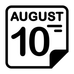 10 August Calendar Icon