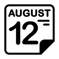 12 August Calendar Icon