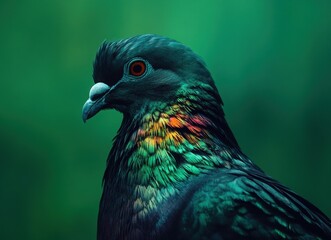 Obraz premium close-up of pigeon against green background