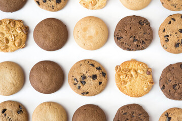 Set of different cookies isolated on white background