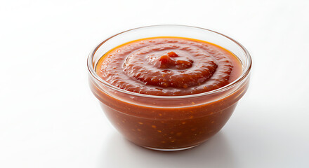 Bowl of Roasted Red Pepper Vinaigrette isolated on white background