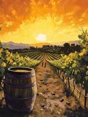 Sunset wine country scene