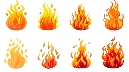Intense Fire Flames and Hot Fireball - Illustration of Danger and Wildfire in a Campfire