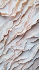Textured fabric, pale pink, gold accents, wavy layers.