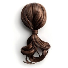 Naklejka premium Sleek Brown Ponytail Hairstyle Isolated On White Background High Resolution Images