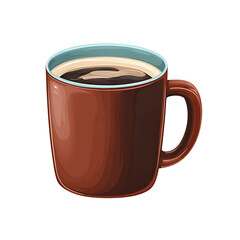 A brown mug filled with dark coffee