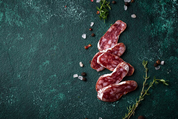 Salami sausage fuet with spice