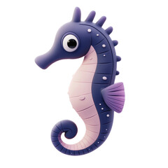 Fototapeta premium Cute cartoon seahorse with purple and pink details, cut out - stock png.
