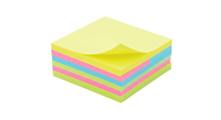 Bright sticky notes stack, ideal for planning and organization visuals, presented in clean, isolated PNG format