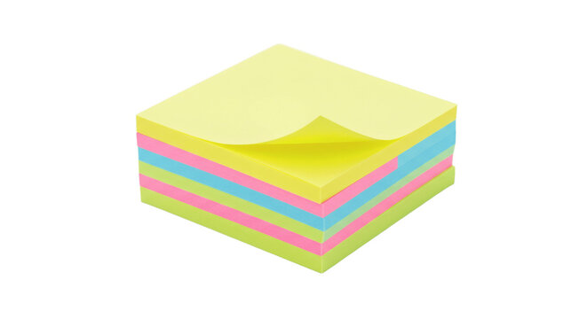 Bright sticky notes stack, ideal for planning and organization visuals, presented in clean, isolated PNG format