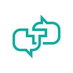 Stylish Letter T in Conversation Clouds Logo