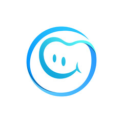 Modern Dental Smile Tooth Round Vector Logo