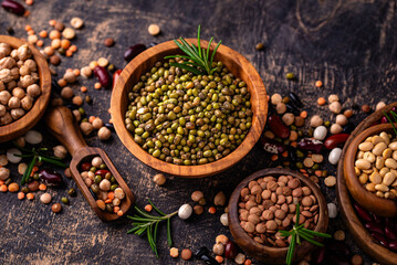 Beans, lentils, soybean, pea and chickpea