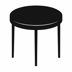 Black round table vector on white background.