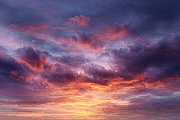 Fototapeta premium Fiery Sunset Cloudscape: A Dramatic and Serene Canvas