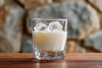 Creamy Milk Drink in Glass: Rustic, Cool, Refreshing