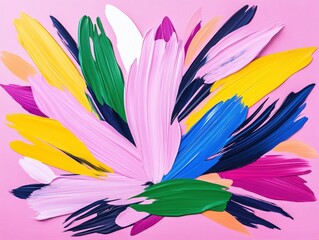 Abstract paint strokes in a vibrant floral design