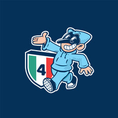 pulcinella cartoon retro character mascot traditional naples italy