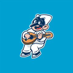 pulcinella cartoon retro character mascot traditional naples italy