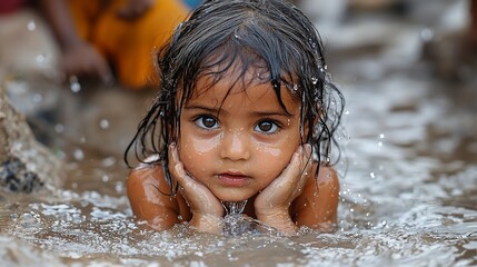 Fototapeta premium Child playing in water