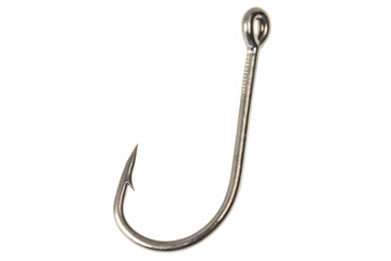 one metal hook fishing equipment isolated on white background PNG