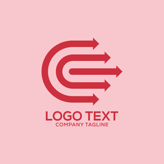 c letter with right arrow logo design
