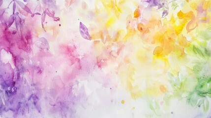 Fototapeta premium Swirls of vibrant colors blend harmoniously, creating an abstract floral design that evokes feelings of tranquility and creativity. The gentle gradients transition from purple to yellow and green