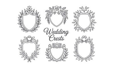 A modern vector illustration of elegant wedding crests,  easily scalable and editable.