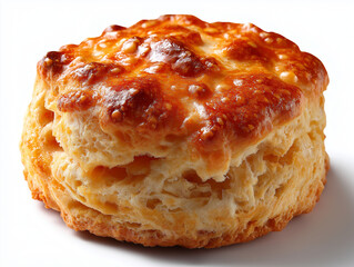 Fluffy fresh baked biscuit isolated on white background

