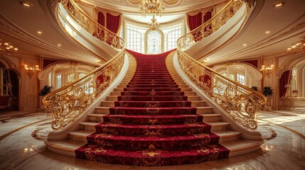 Obraz premium Grand, opulent staircase with ornate details