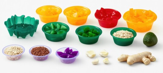 Colorful Food Portions in Small Bowls