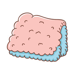 Cartoon sponge illustration cleaning tool pink and blue washcloth for household chores and hygiene