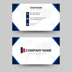 Naklejka premium Blue Colour Double-sided Corporate and modern business card template in landscape orientation