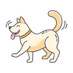 Happy dog wagging tail, cartoon dog illustration, cute puppy, pet animal, dog vector, playful dog art