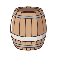 Illustration of wooden barrel cask container for wine whiskey beer storage and aging process