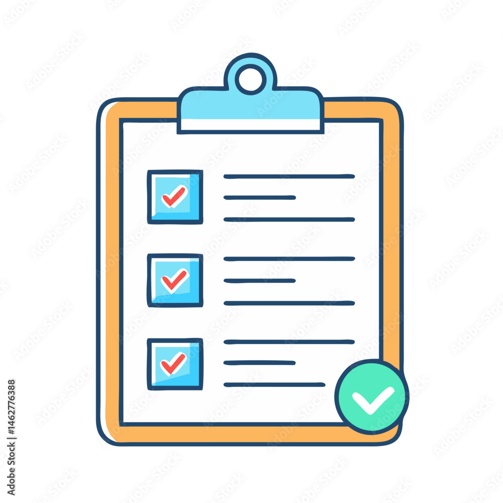 Poster checklist clipboard task management to do list survey form checkmark tick symbol document plan