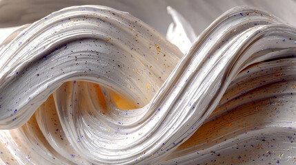 Luxurious cream with golden and purple speckles in swirling texture, suggesting skincare innovation