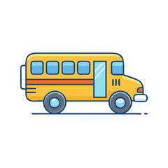 Cartoon school bus vector illustration for back to school transportation and education design