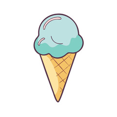 Cartoon ice cream cone illustration vector graphic for summer dessert and sweet treat design