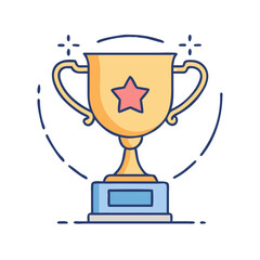 Golden trophy cup award with star achievement icon success champion prize victory winning reward contest