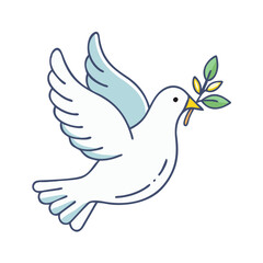 Dove of peace illustration flying with olive branch symbol of hope and reconciliation vector art