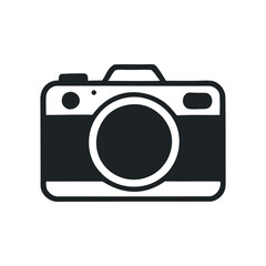 Simple Black and White Camera Icon Illustration for Photography Websites and Apps