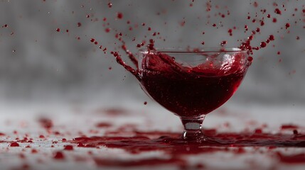 Broken Wine Glass Self Repairing Crimson Liquid Symbolic Imagery Resilience Concept Conceptual Art Fluid Dynamics Intricate Shattered Pieces Elegant Repair Miracle Drink
